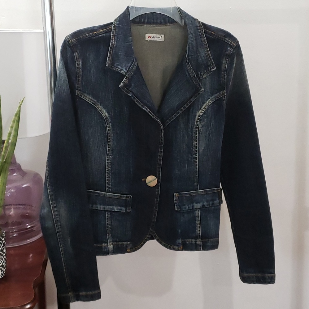 Vitamina Denim Jean Jacket One Button